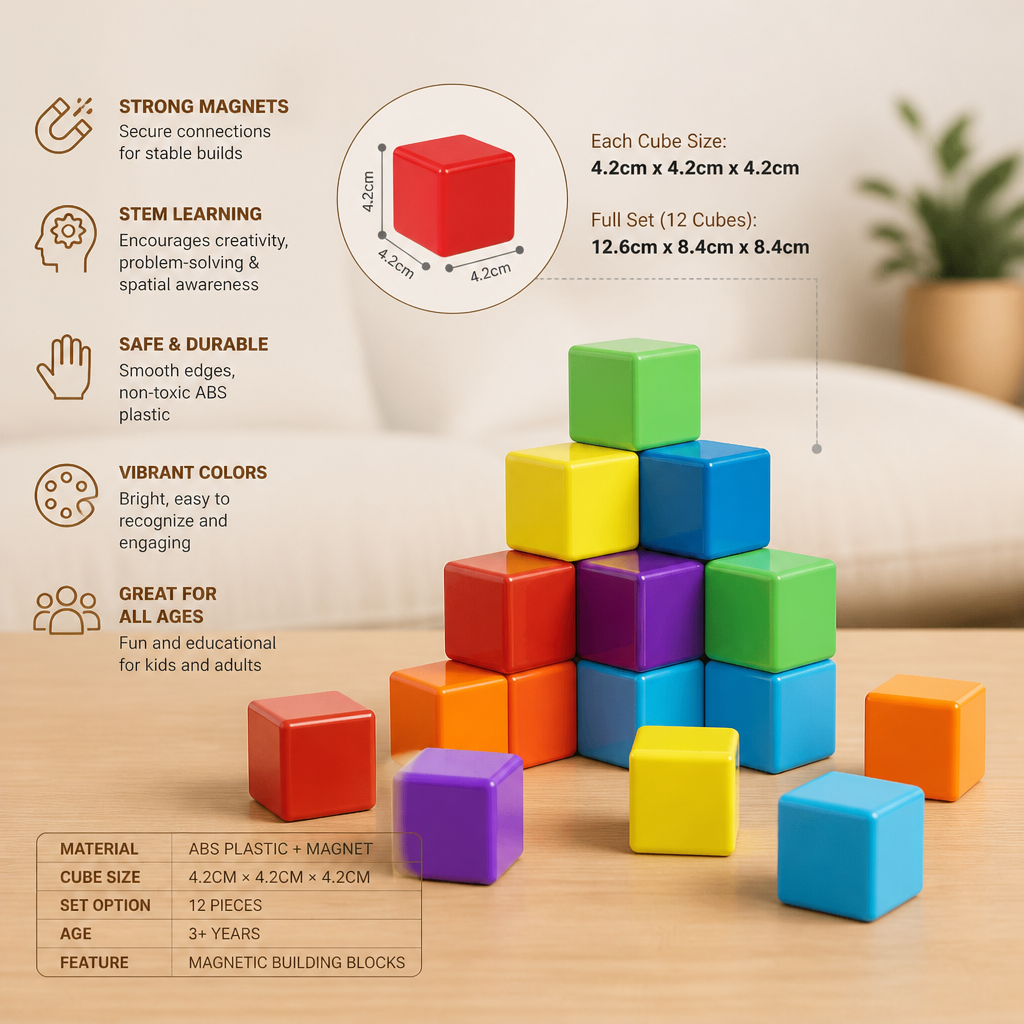 Toddler Safe 4.2cm Magnetic Building Cubes – STEM Learning Blocks