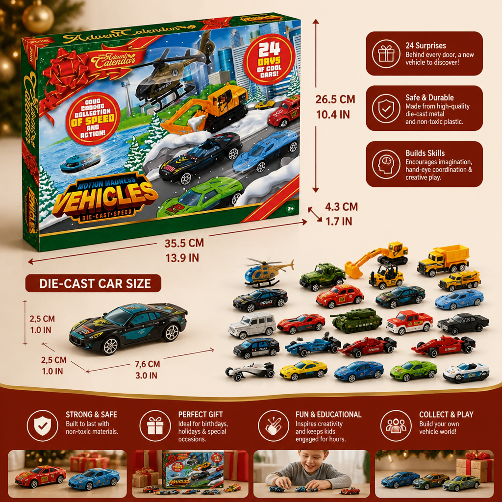 Christmas Die-Cast Car Advent Calendar for Kids