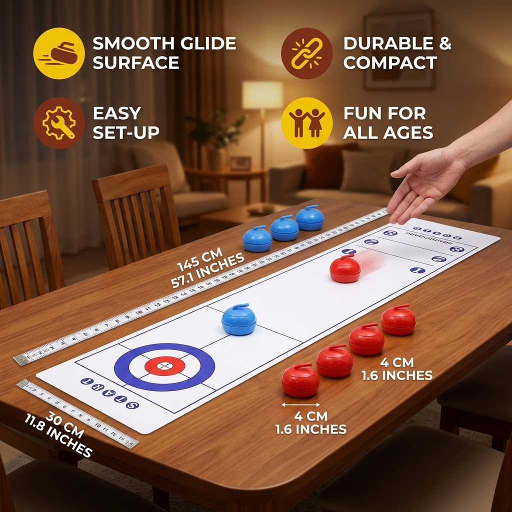 Portable Tabletop Curling Game – 2-Player Competition Set