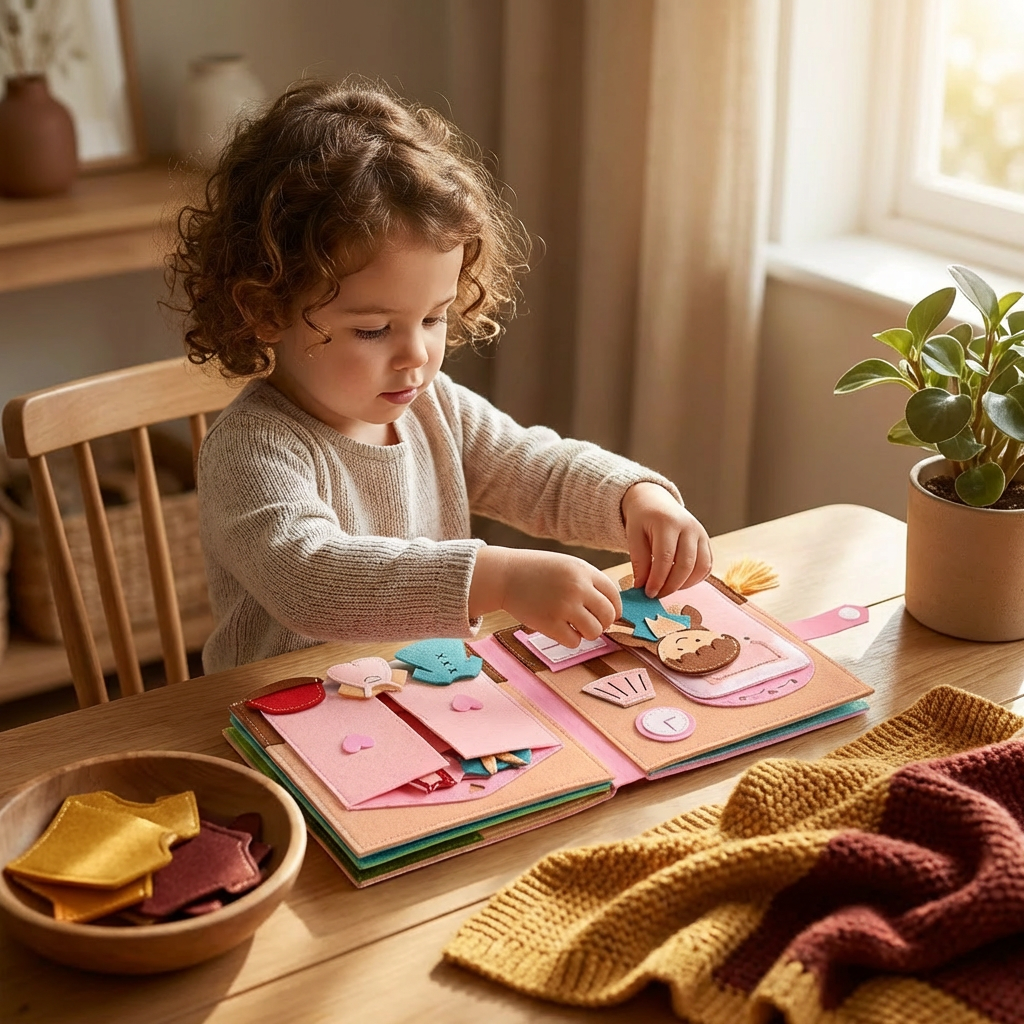 Montessori Felt Busy Book for Children – Dressing, Sorting & Everyday Learning