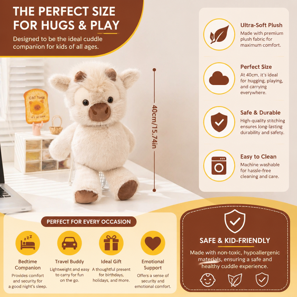 Running Calf Plush Toy – Soft Cartoon Stuffed Animal & Soothing Companion for Kids
