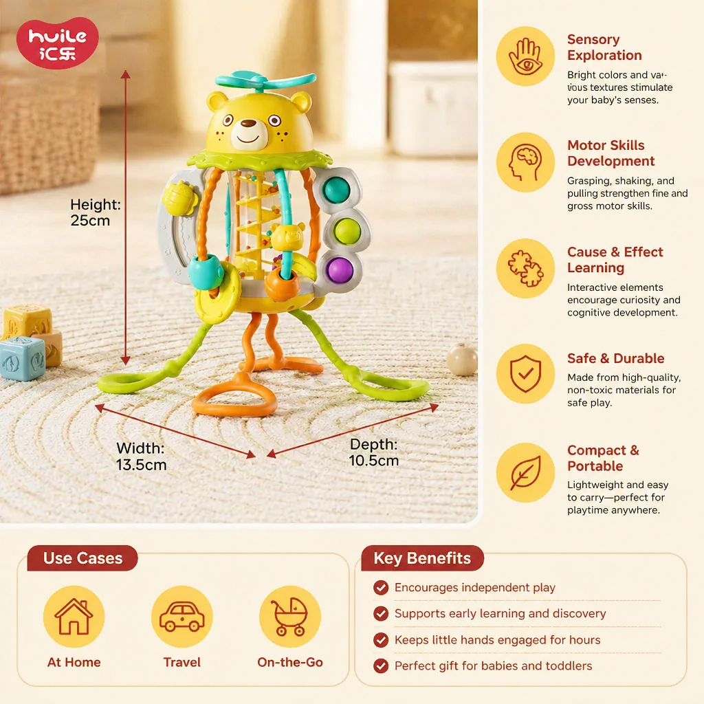 Pull-Along Baby Rattle – Cute Educational Toy for Early Development