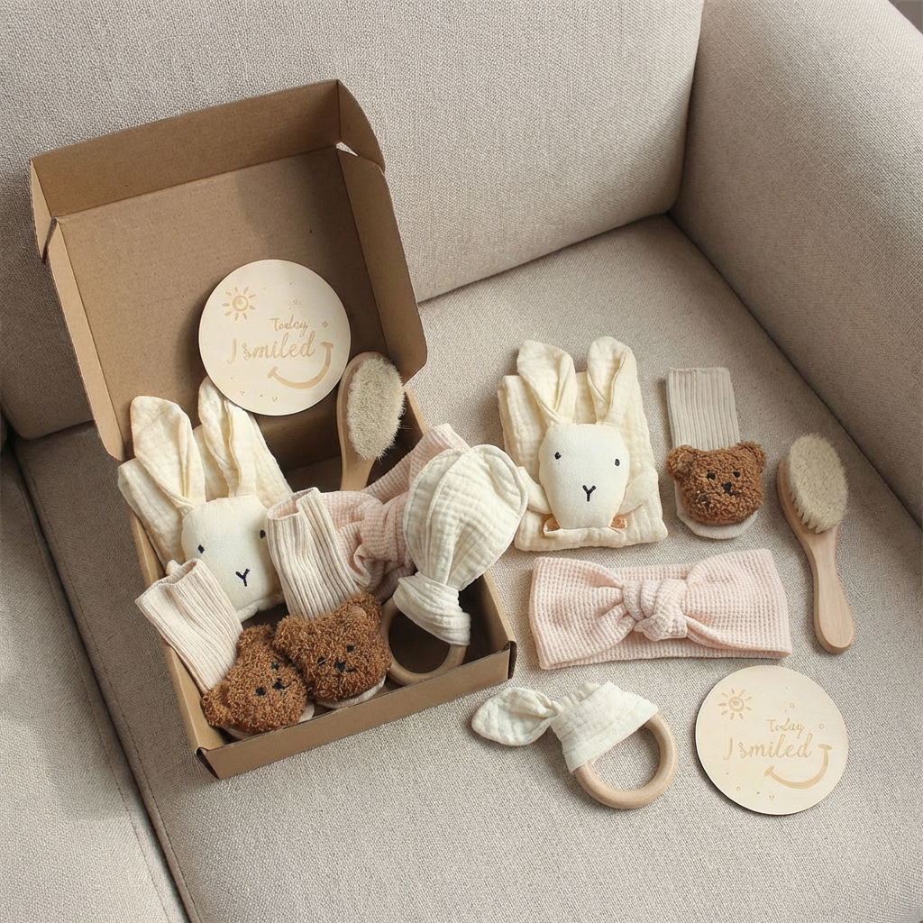 6-Piece Newborn Gift Box Set – Baby Essentials Starter Kit