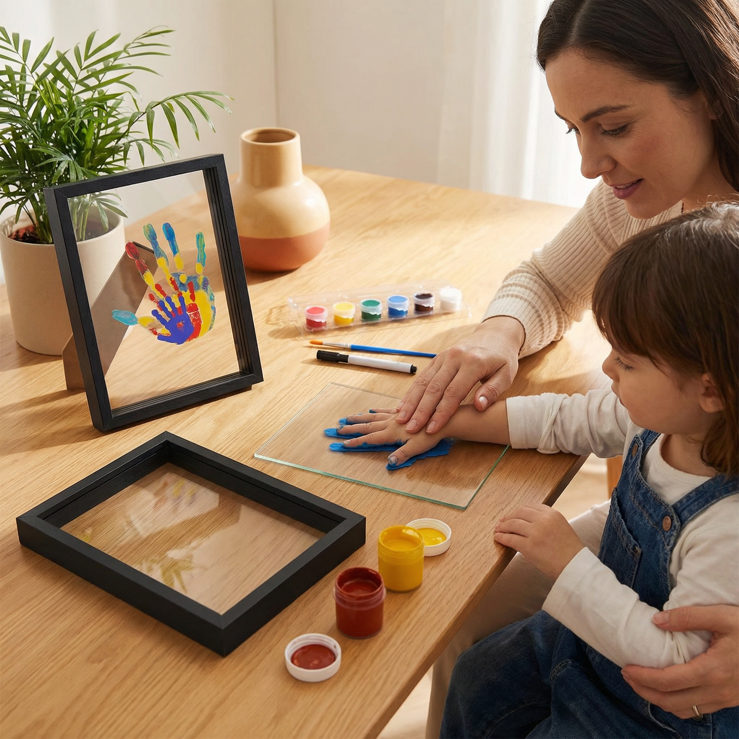 DIY Wooden Handprint Photo Frame Kit – Family Keepsake Set with Paints