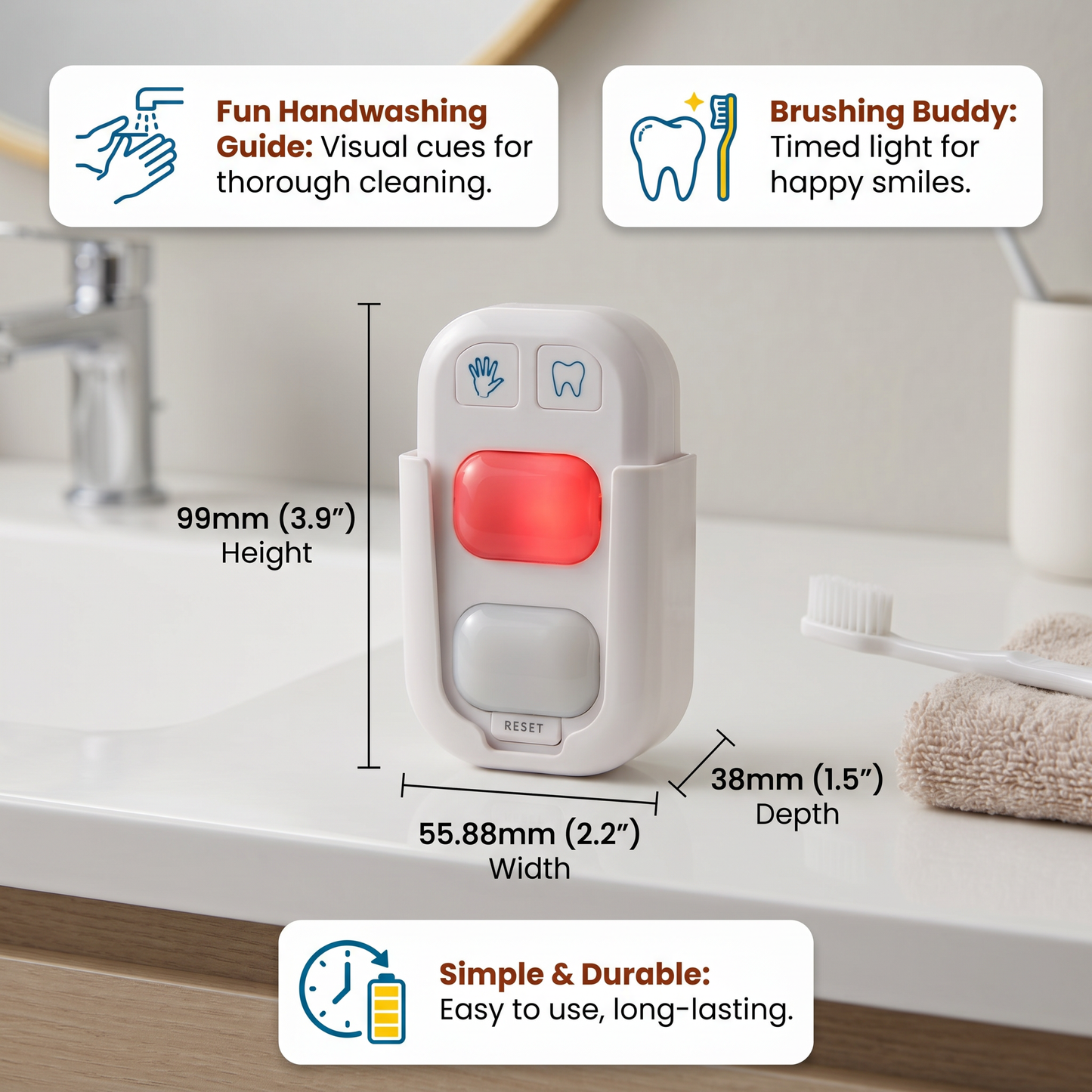 Mini LED Timer for Kids – Fun Support for Handwashing & Brushing Teeth