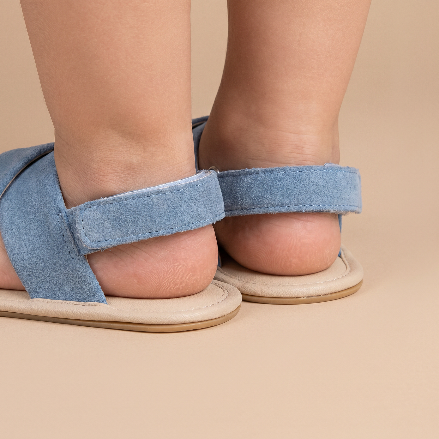 Denim Cross-Strap Bow Sandals