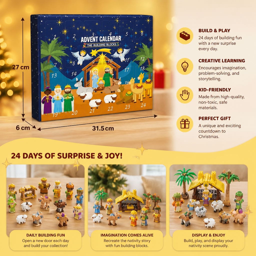 Christmas Nativity Building Blocks Advent Calendar for Kids