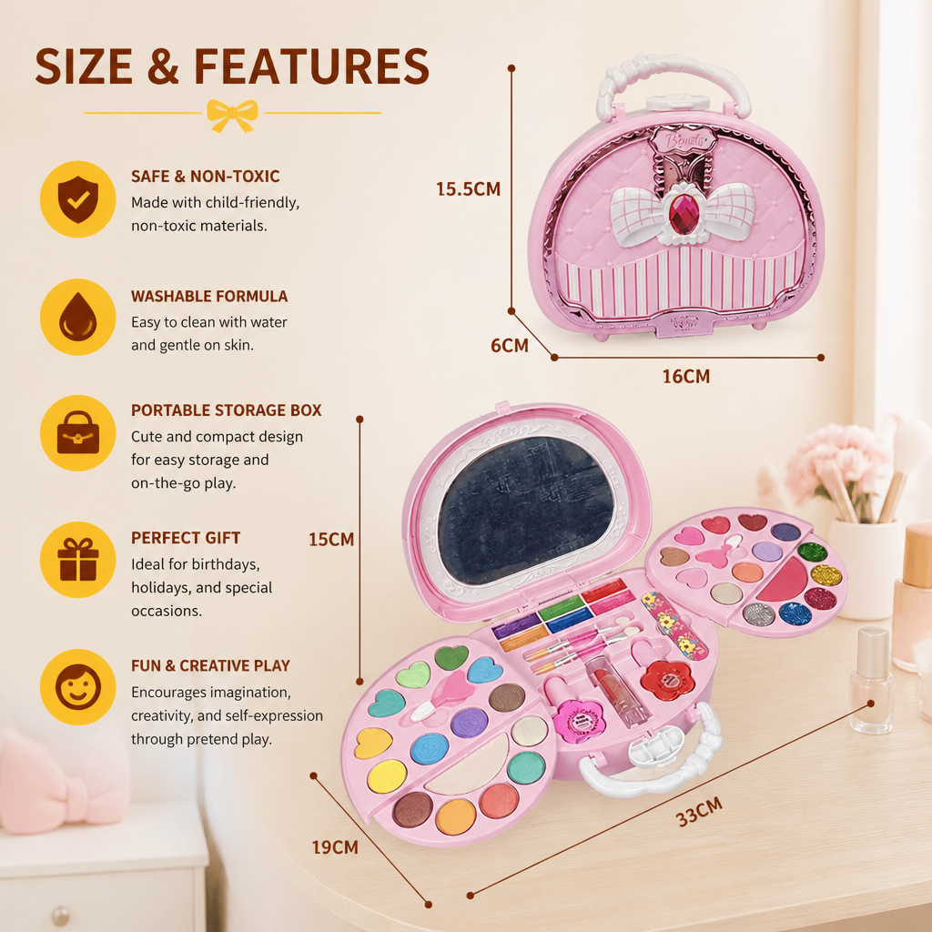 Kids’ Washable Princess Makeup Set with Nail Polish & Storage Box