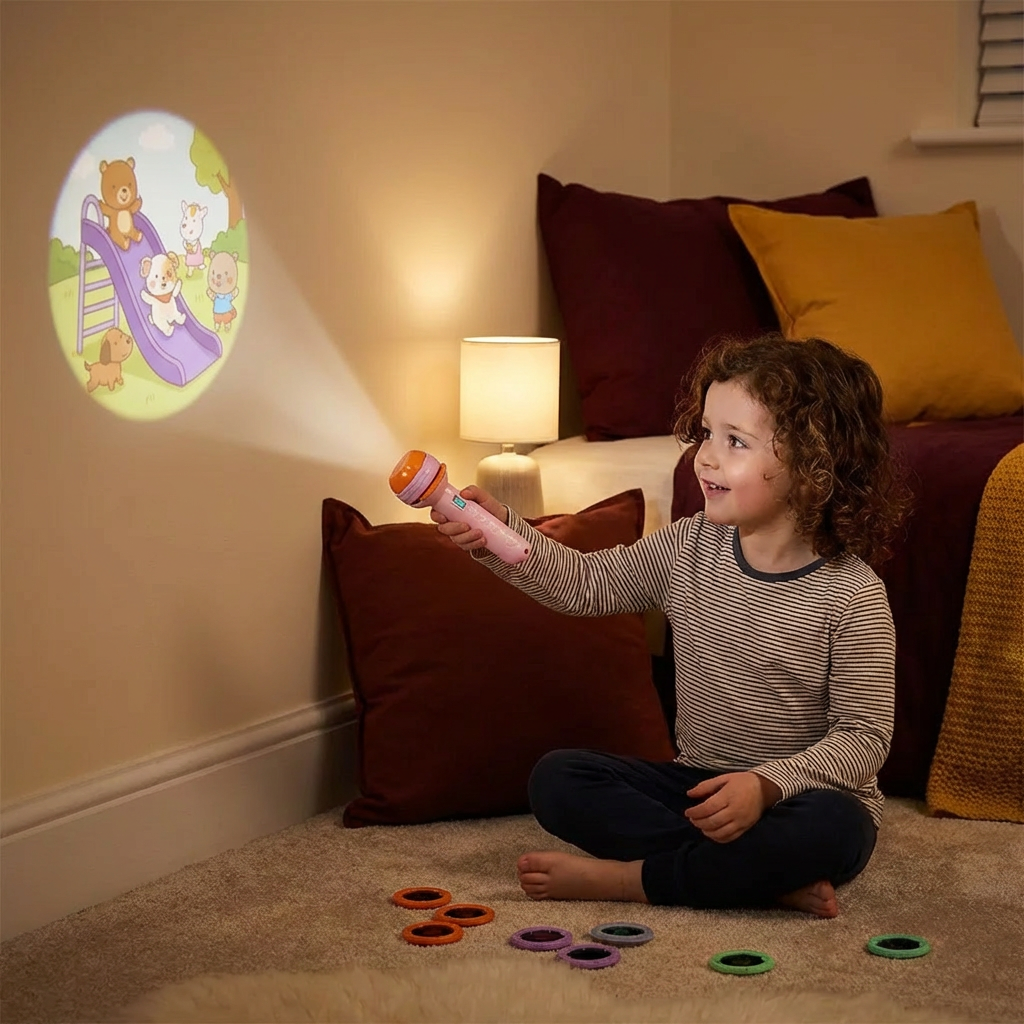 Kids Projection Flashlight Toy – Bedtime Story Projector for Learning & Fun
