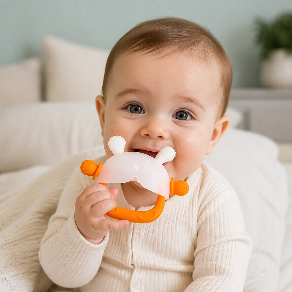 Bunny Baby Teething Mitten – Soft BPA-Free Silicone Gum Soother with Anti-Drop Wristband (3–18 Months)