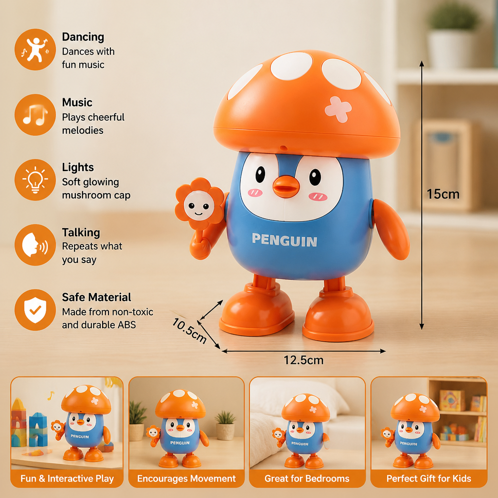 Interactive Talking & Dancing Penguin Toy with Music
