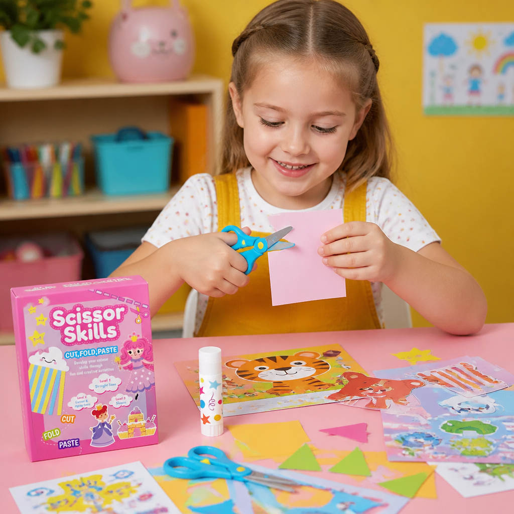 Kids Scissor Skills Activity Book – Safe Cutting Practice with Safety Scissors