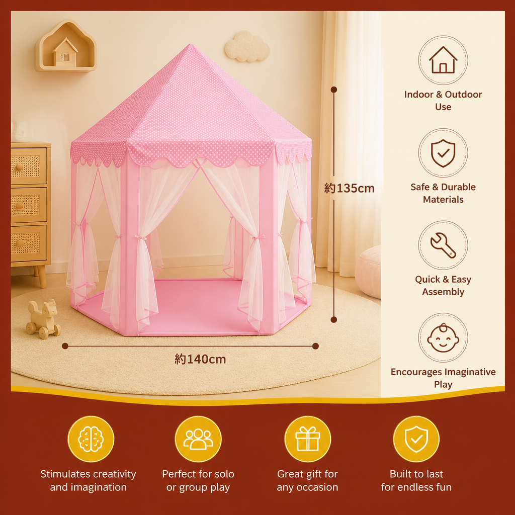 Princess Castle Play Tent for Indoor & Outdoor Fun
