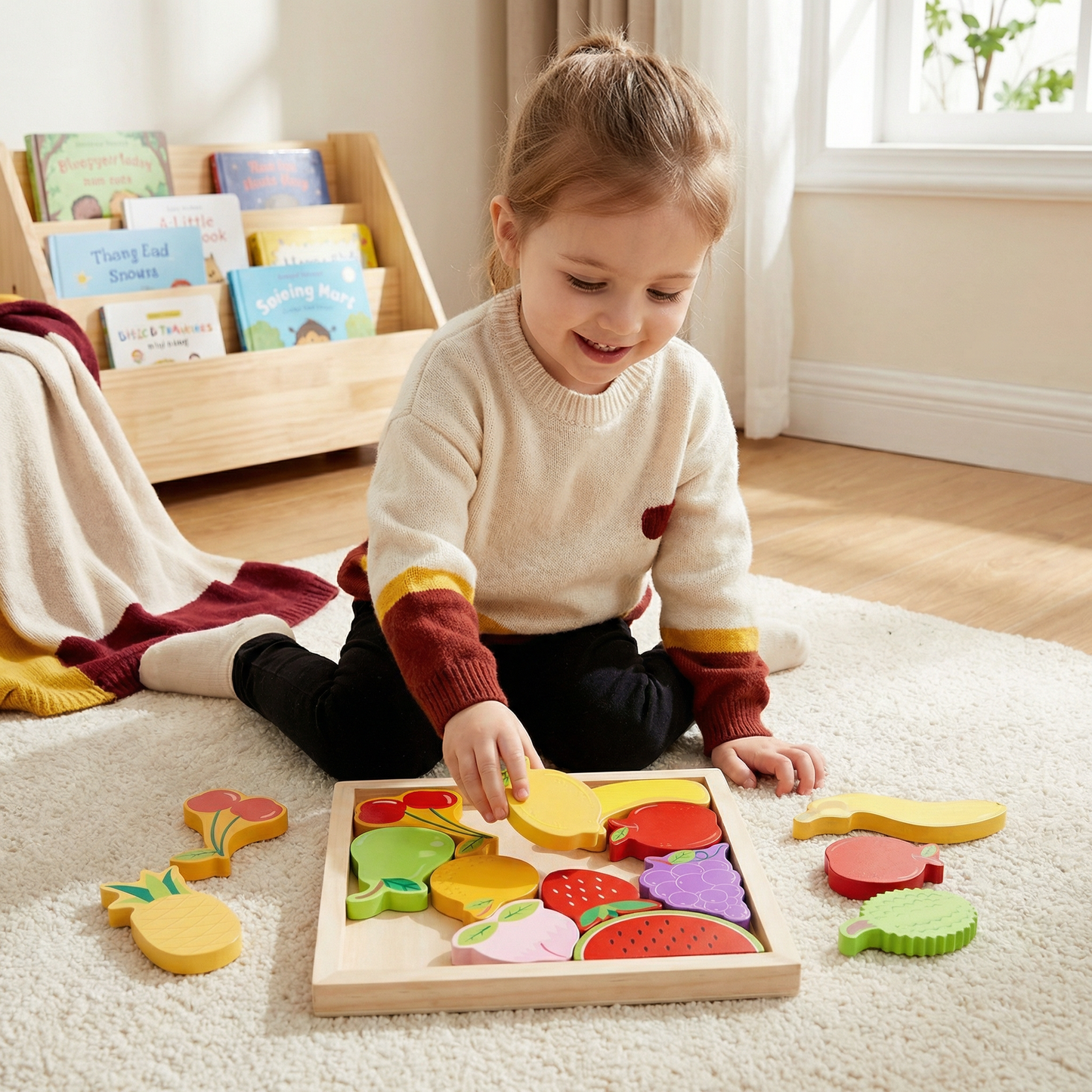 Wooden Learning Puzzle for Kids – Shape & Color Matching, Fine Motor Skills Toy