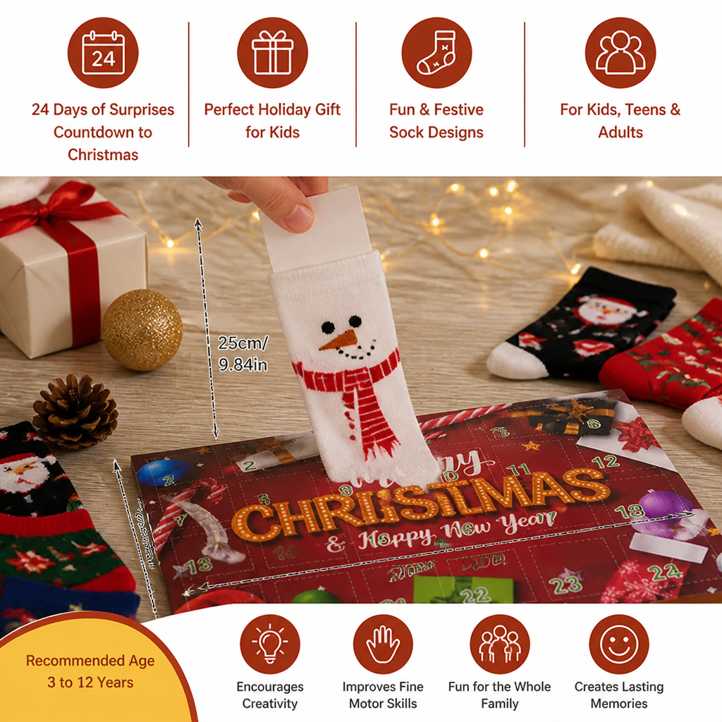 24-Days Christmas Socks Advent Calendar