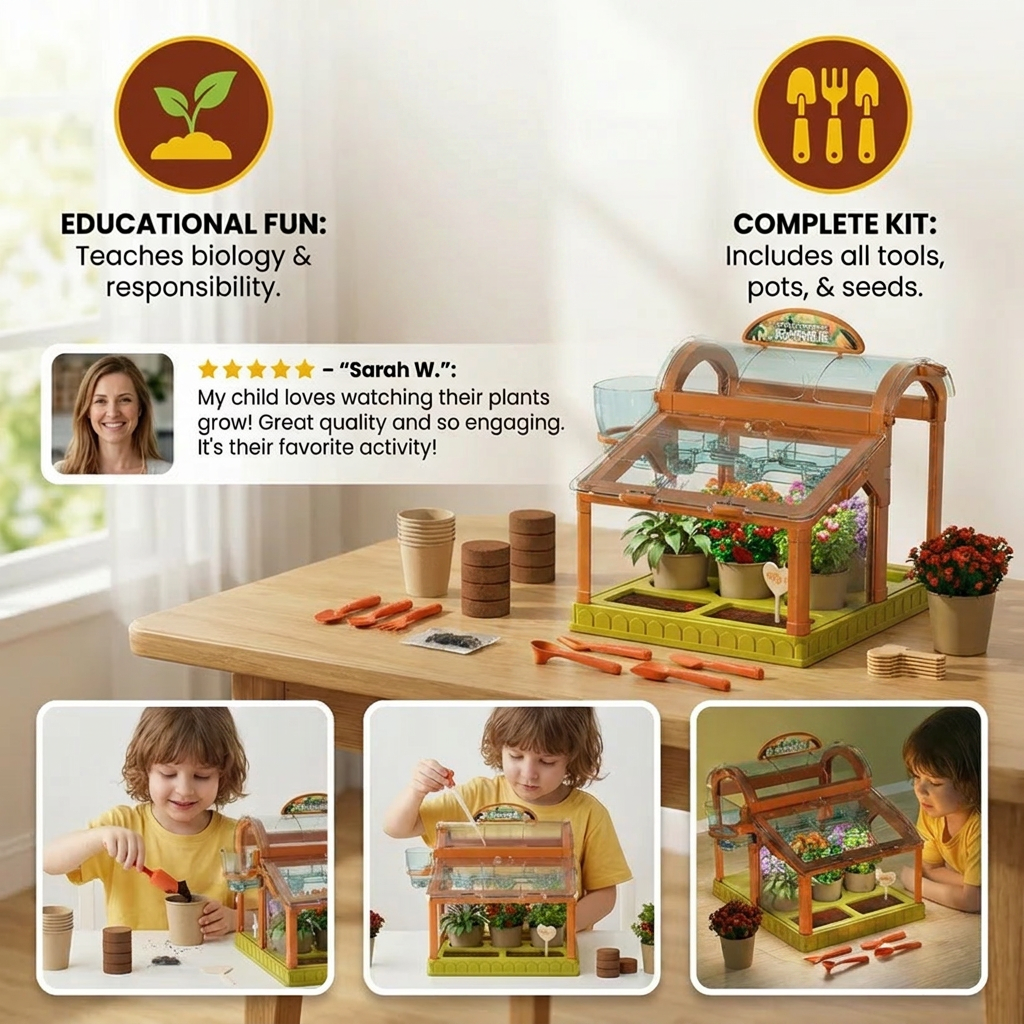 LED Acrylic Kids Greenhouse – Indoor Plant Growing Kit for Learning & Fun