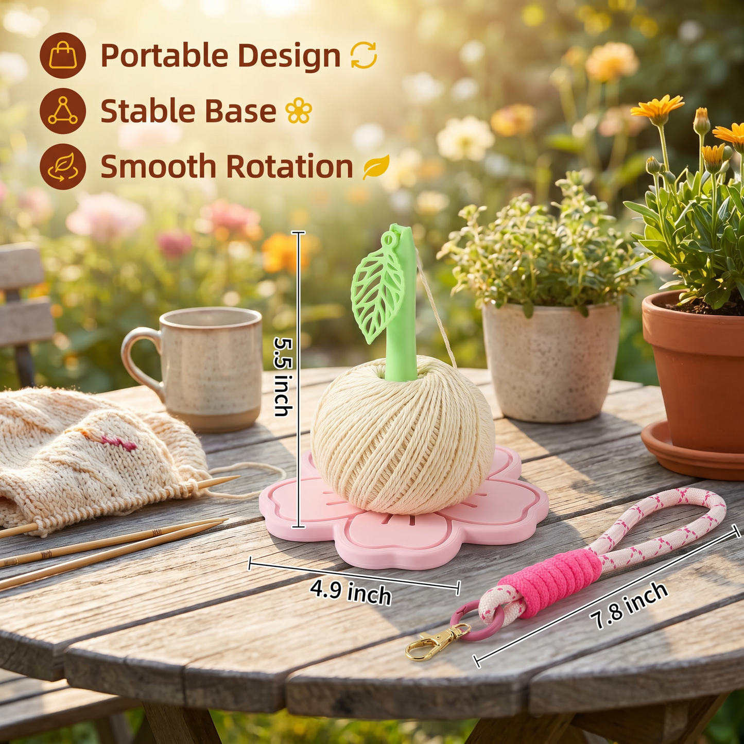 Portable Wrist Yarn Holder with Strap for Knitting and Crocheting