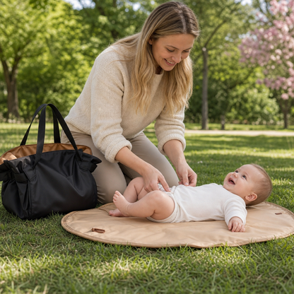 2-in-1 Folding Diaper Bag & Changing Mat – Lightweight & Spacious Travel Tote for Moms
