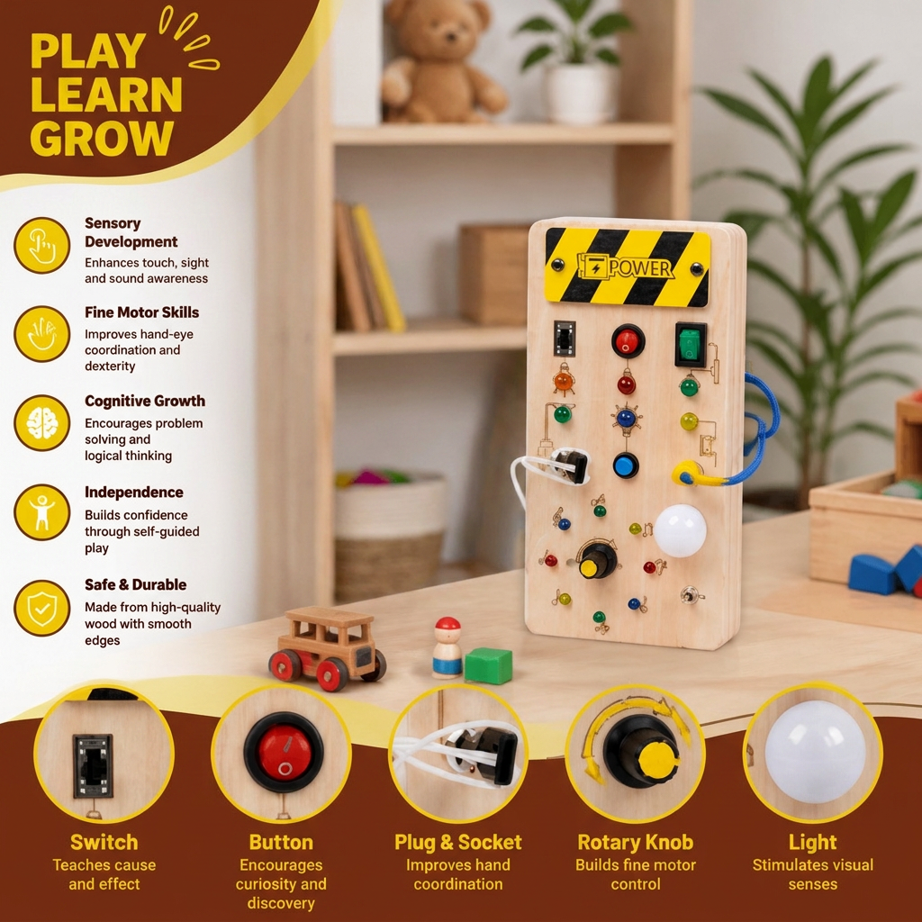 Montessori wooden activity board