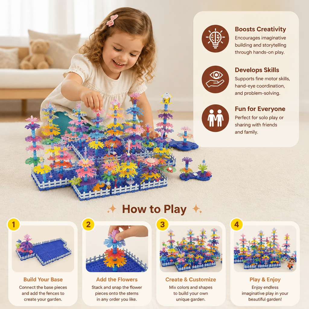 Kids Build-A-Garden Flower Toy Set – Creative Building Playset