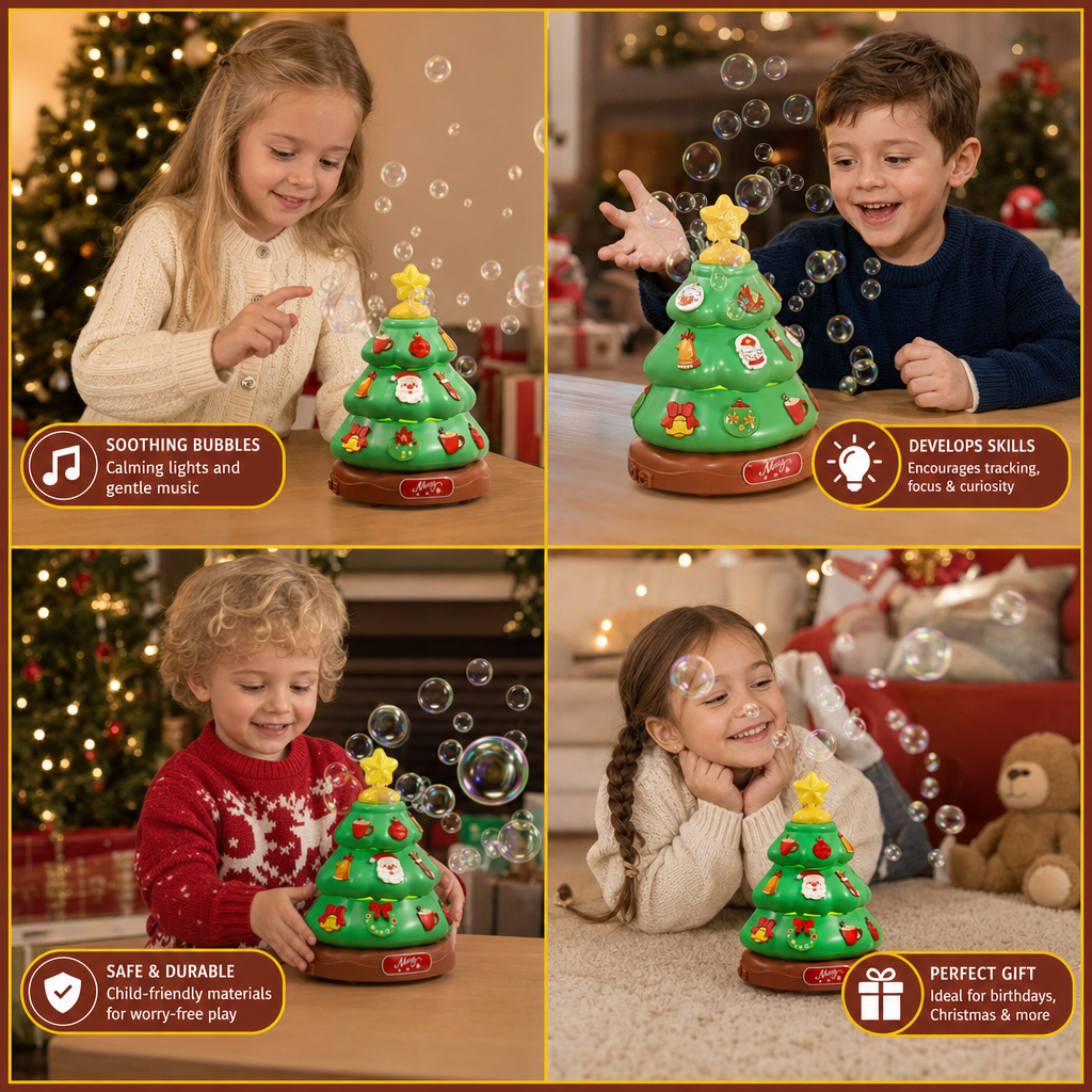 Music bubble Christmas tree with stickers for decorating