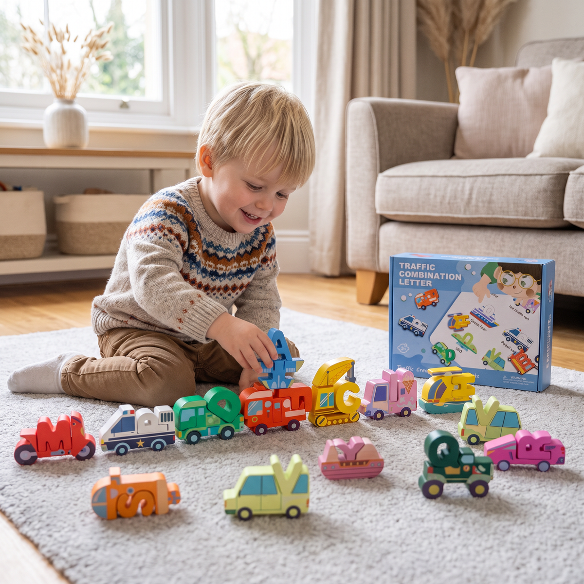 52-teiliges Montessori-3D-Alphabet-Bausteinset
