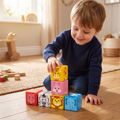 Toddler-Safe 4.2 cm Safari Animal Magnetic Building Cubes – STEM Learning Blocks