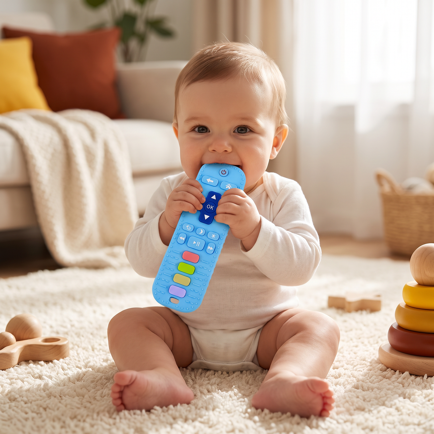 Silicone Remote Control Baby Teether – BPA-Free Sensory Chew Toy