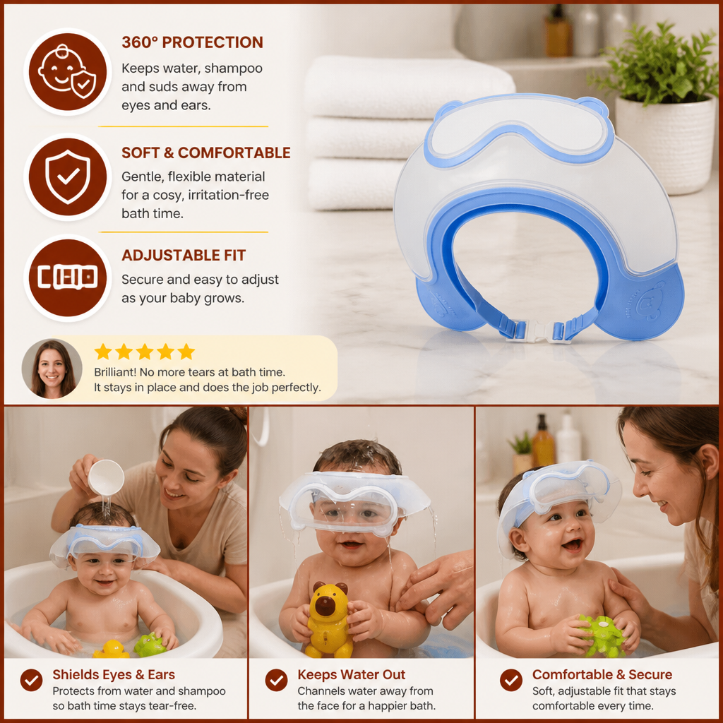 Adjustable Baby Water & Shampoo Visor with 360° Eye & Ear Protection