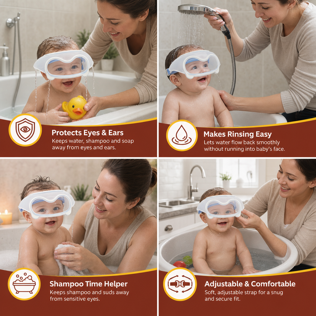 Adjustable Baby Water & Shampoo Visor with 360° Eye & Ear Protection