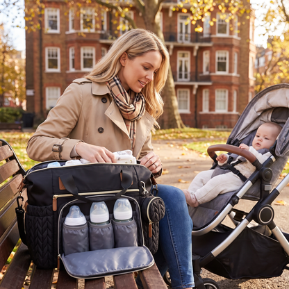Lightweight Waterproof Diaper Tote Bag – Large Capacity with Changing Pad & Pacifier Case