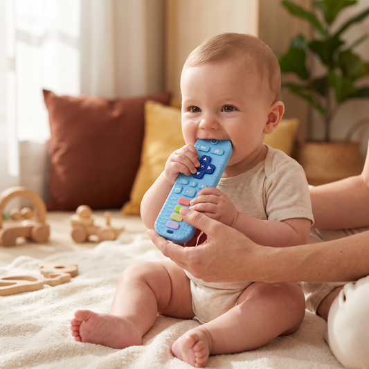 Silicone Remote Control Baby Teether – BPA-Free Sensory Chew Toy