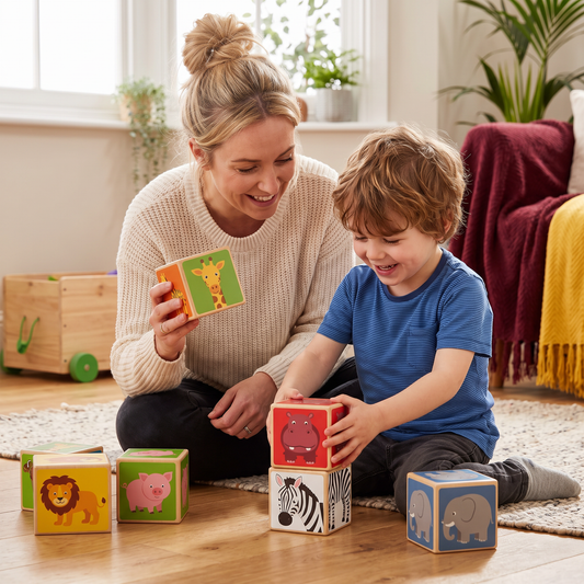 Toddler-Safe 4.2 cm Safari Animal Magnetic Building Cubes – STEM Learning Blocks