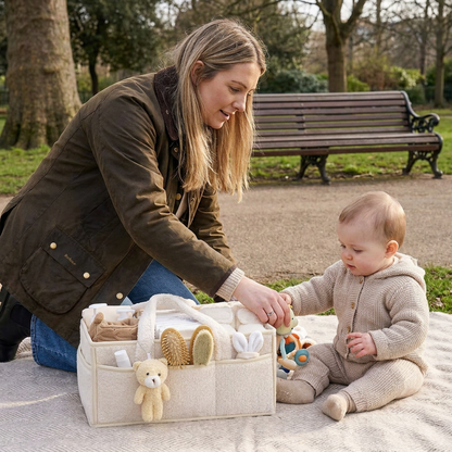 Plush Sherpa Baby Diaper Caddy – Storage Basket for Nursery & Changing Table