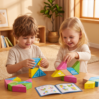 Magnetic Wooden Geometry  Puzzle Blocks