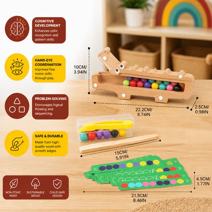 Crocodile Color Game – Educational Game with Sorting Cards and Wooden Toy