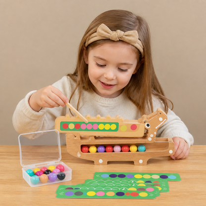 Crocodile Color Game – Educational Game with Sorting Cards and Wooden Toy