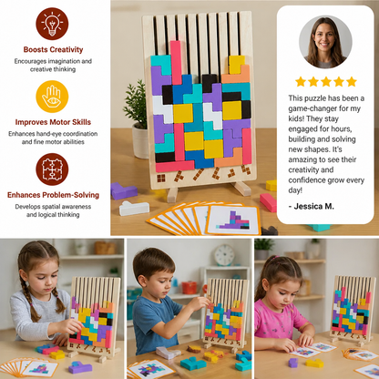 Montessori wooden blocks and shapes game