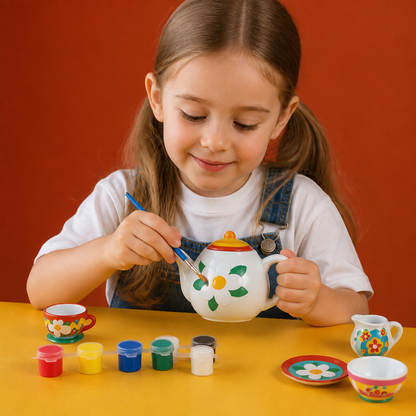 DIY Ceramic Tea Set Painting Kit for Kids