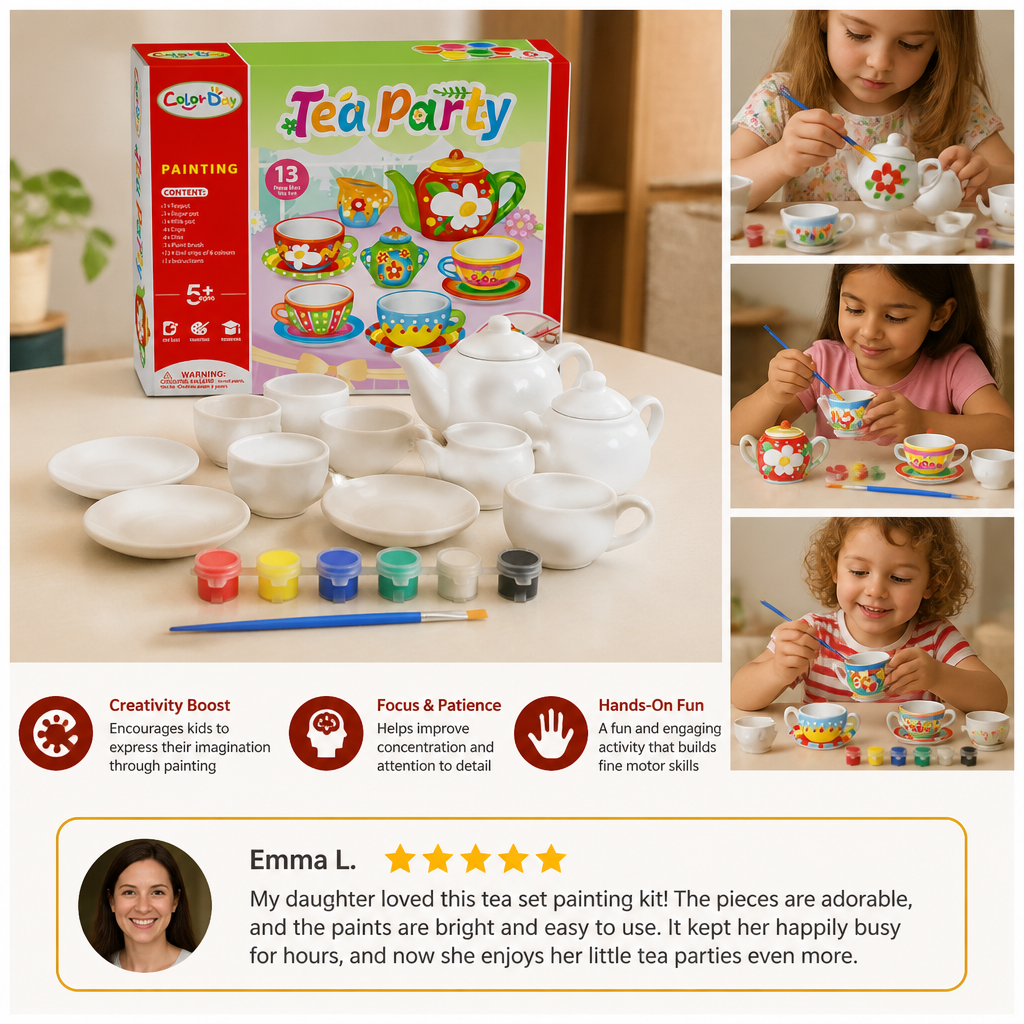 DIY Ceramic Tea Set Painting Kit for Kids