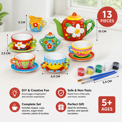 DIY Ceramic Tea Set Painting Kit for Kids