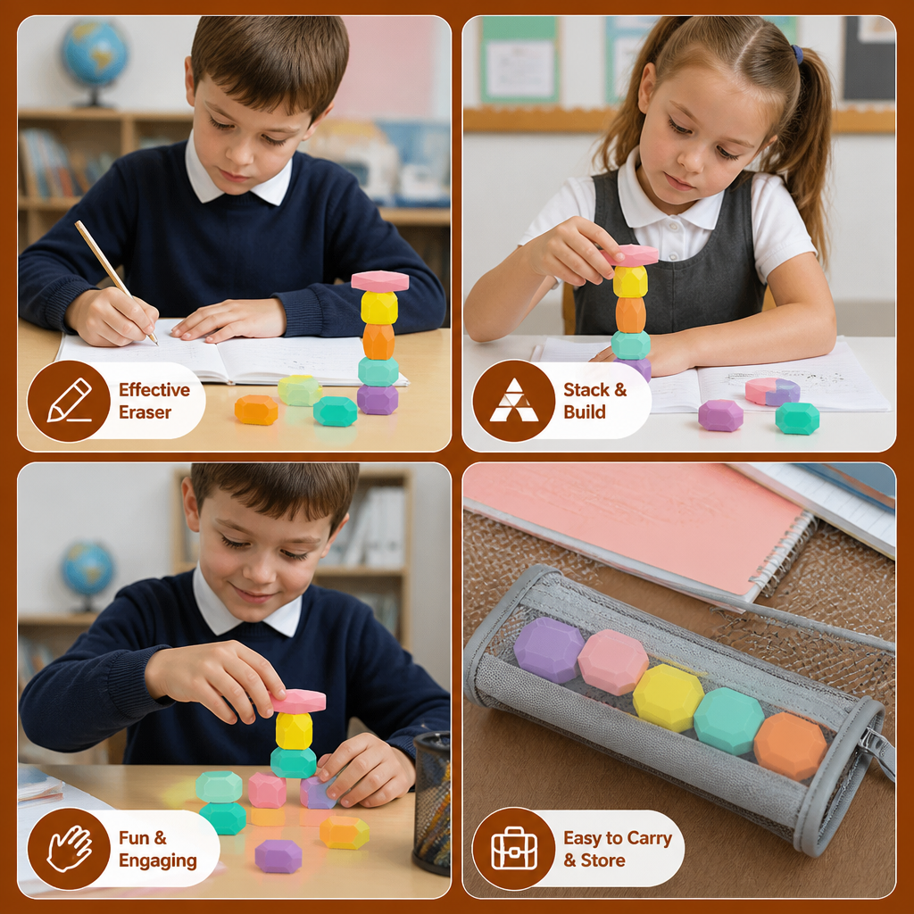 Stack & Build Gem Eraser Set