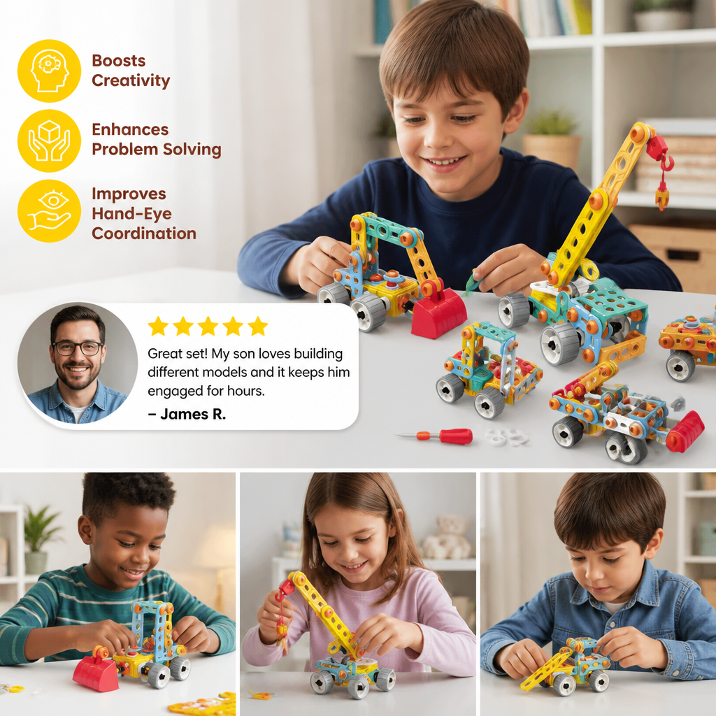 9-in-1 STEM Construction Vehicle Building Kit