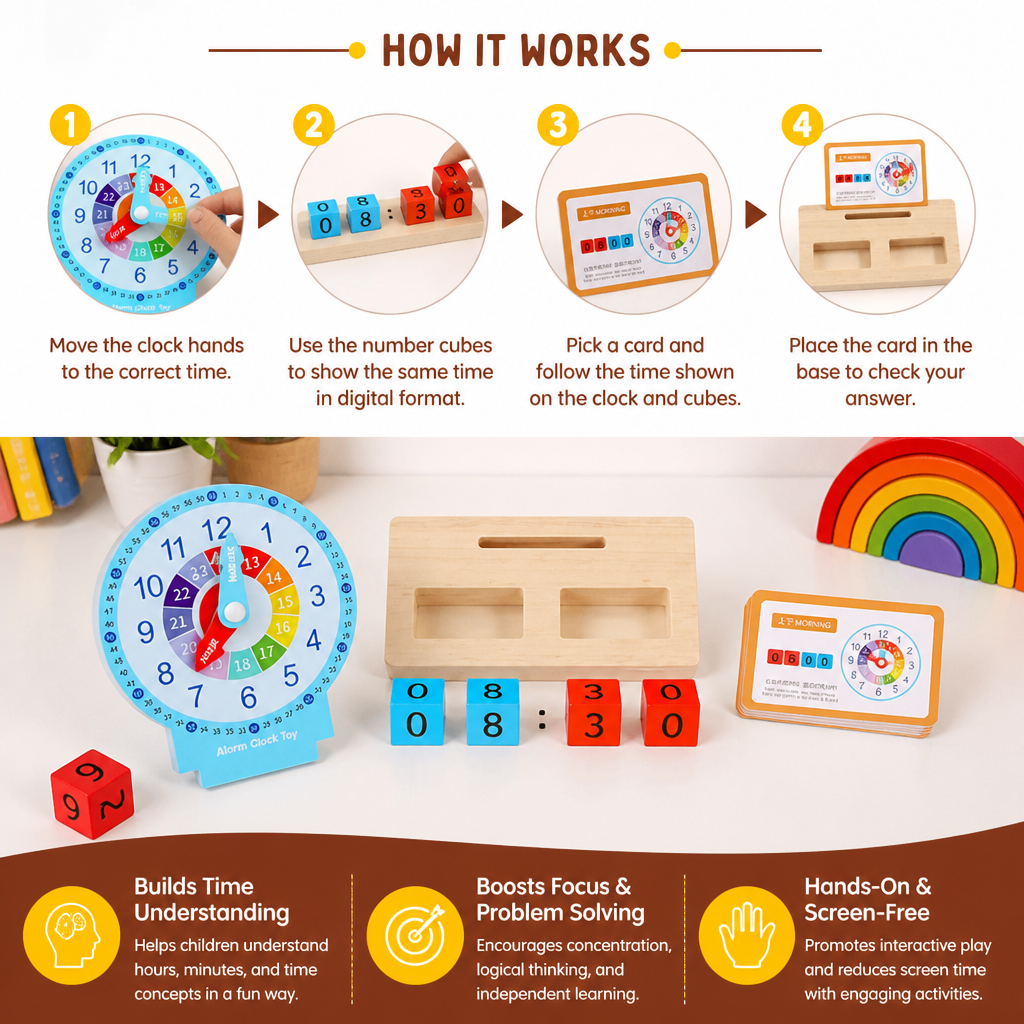 Educational Montessori Clock & Time Learning Toy