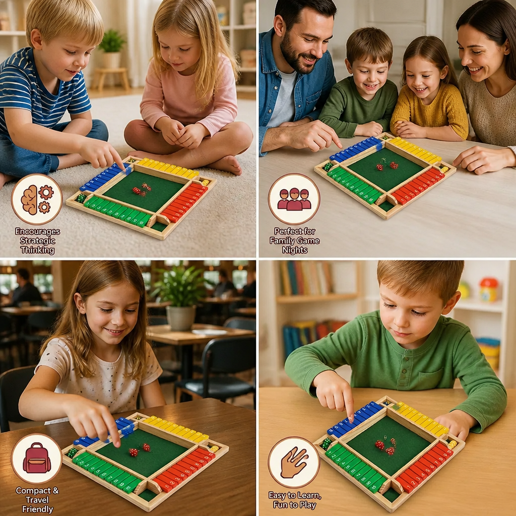 ShutTheBox Family Game 4 Player Set