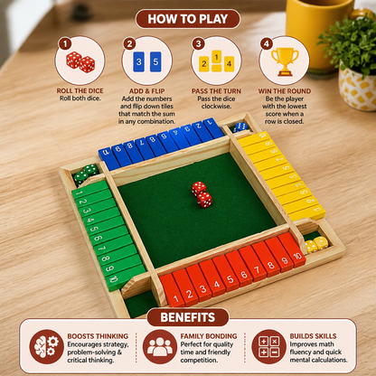 ShutTheBox Family Game 4 Player Set