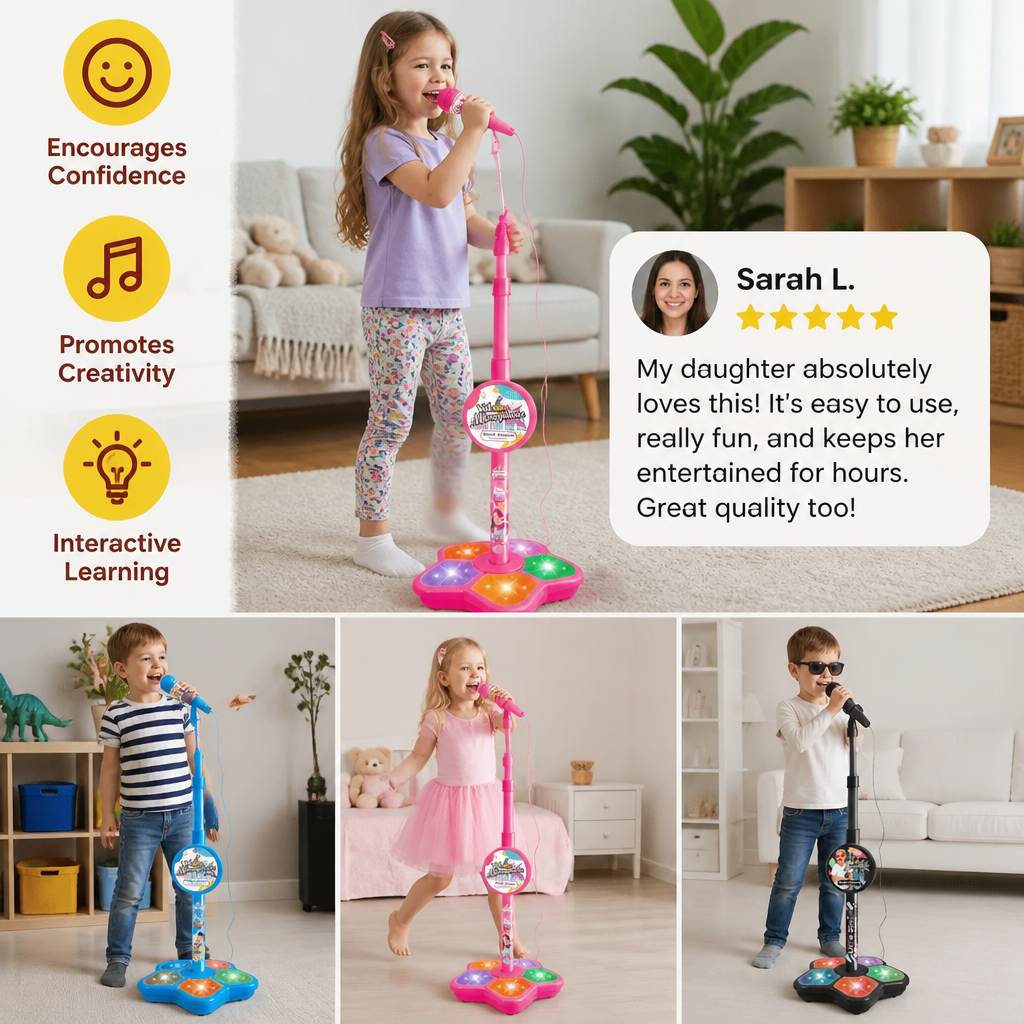 Kids Karaoke Machine with Microphone Stand – Singing Fun Set