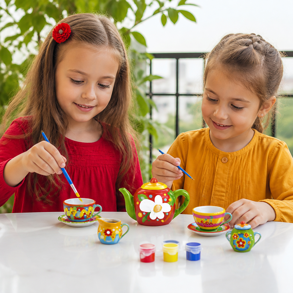 DIY Ceramic Tea Set Painting Kit for Kids