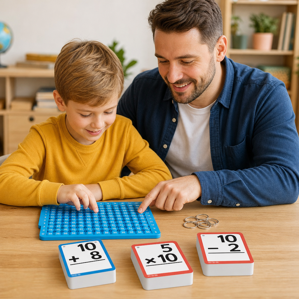 Math Learning Cards Set with Calculation Board – Addition, Subtraction, Multiplication & Division