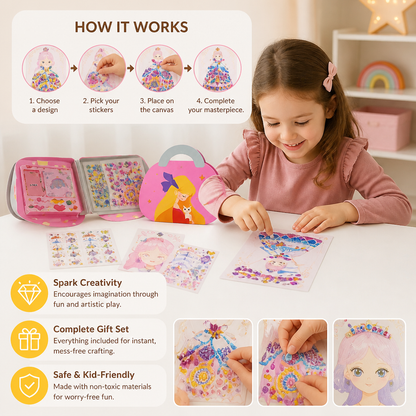 Princess Diamond Sticker & Makeup Art Kit – Glam Craft Set for Girls